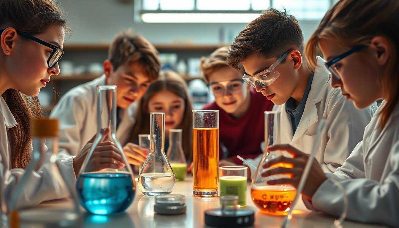 Students working in research laboratory